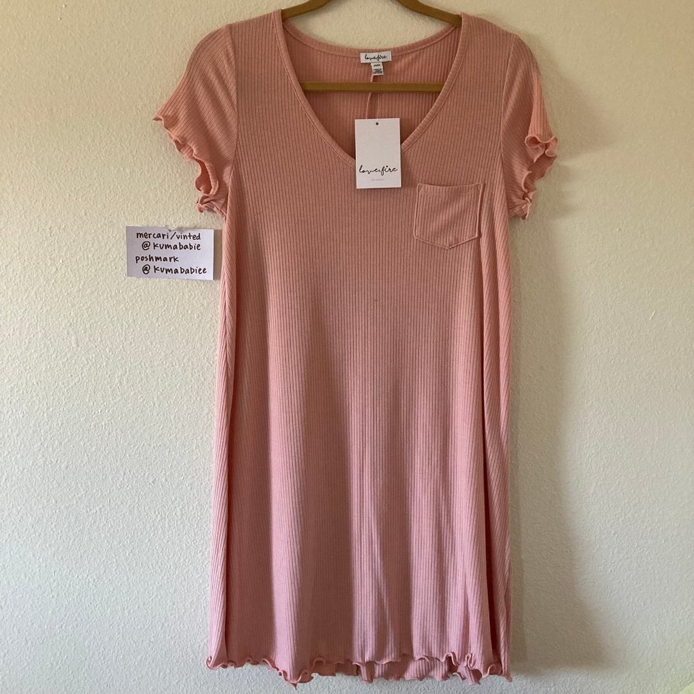 love fire - pink tshirt dress with lettuce hem